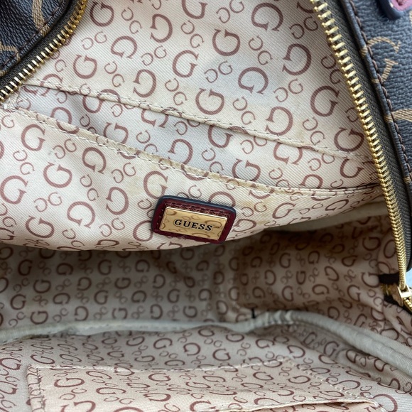 Guess Vintage Maroon Strap Brown Logo Backpack - Picture 14 of 14